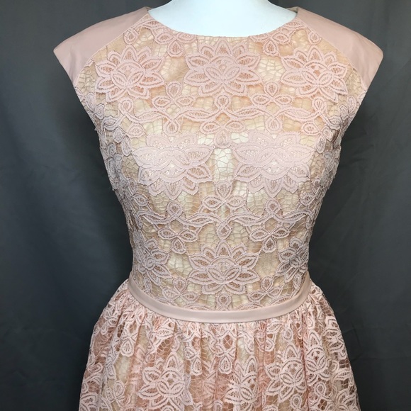 ⭐️Jovani JA99096 Blush Lace and Faux Leather Dress - Picture 3 of 6